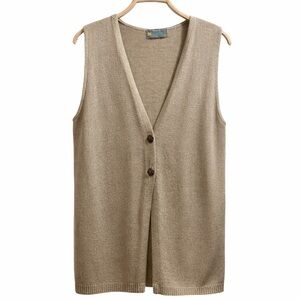 Vintage Keeno Sleeveless Button Sweater Vest | Longline Layering Piece | M